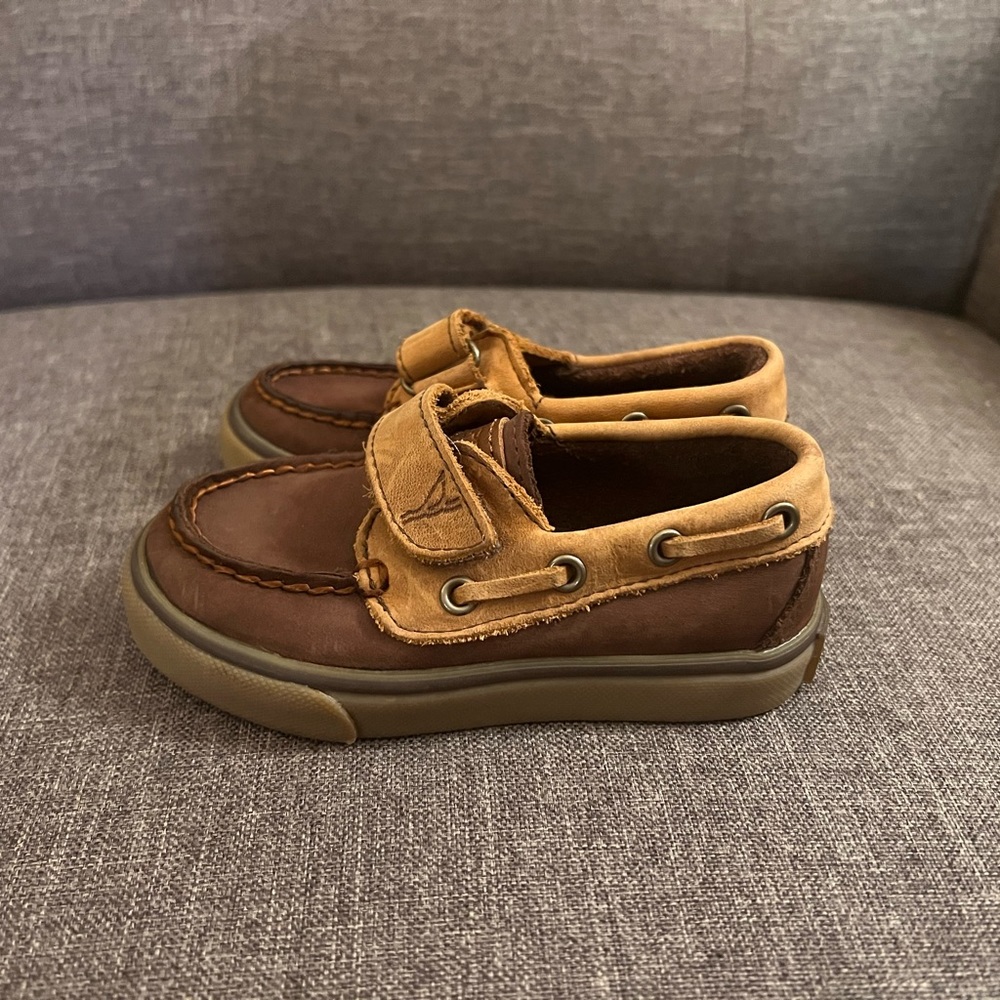 EUC Sperry Toddler Boat Shoes, 6.5, Brown, Velcro Bluefish